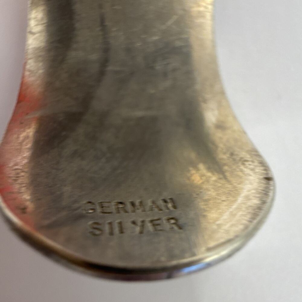 German Silver Western Americana Engraved Cuff Bracelet Gold Elk Motif - Picture 4 of 7